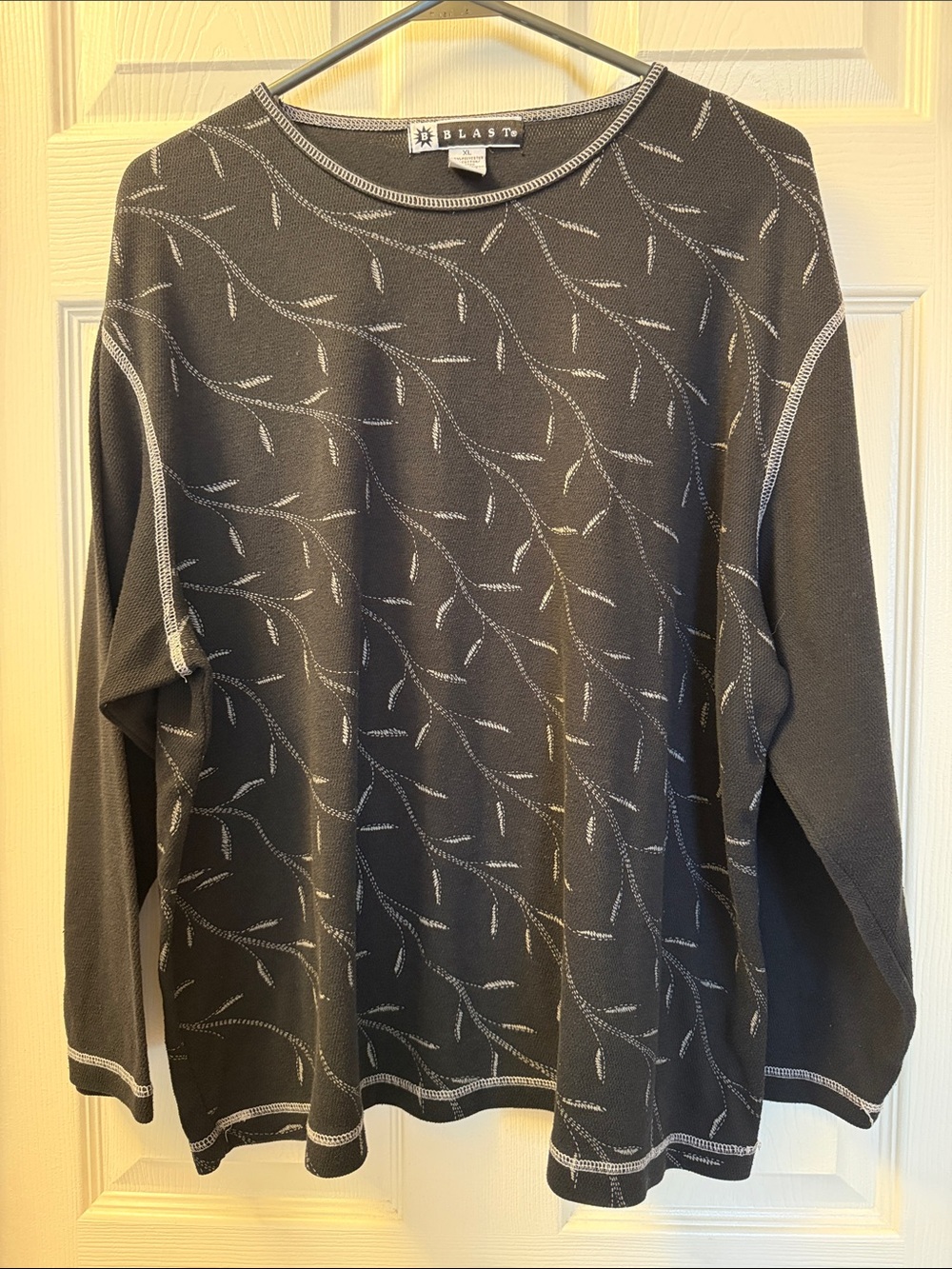 Vintage 90s Blast Abstract Branch Knit Long Sleeve Sweatshirt Gray Size XL